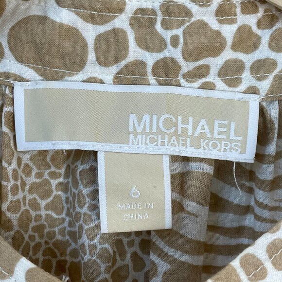 MICHAEL Michael Kors Womens 6 Cotton Sheer Animal Print Romper Long Sleeve - Picture 5 of 11